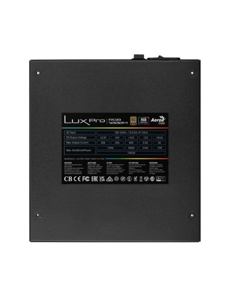 Fuente de alimentación aerocool luxpro rgb1000m/ 1000w/ ventilador 14cm/ 80 plus gold