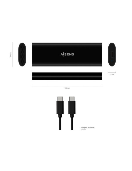 Caja externa para disco ssd m.2 sata/nvme aisens asm2-014b/ usb 3.2/ sin tornillos
