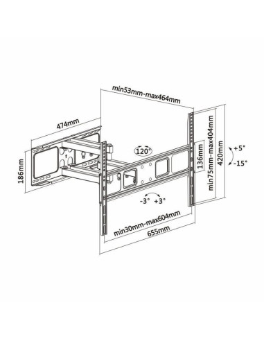 Soporte de pared giratorio/ inclinable/ nivelable aisens wt70tsle-023 para tv de 37-70'/ hasta 40kg