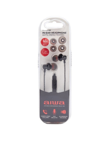 Auriculares intrauditivos aiwa estm-50bk/ con micrófono/ jack 3.5/ negro
