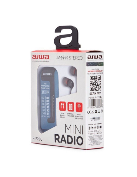 Radio portátil aiwa r-22bl/ azul