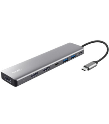 Docking usb tipo-c trust dalyx/ 2xusb/ 2xhdmi 4k/ 1xdisplayport/ 1xusb tipo-c pd/ gris