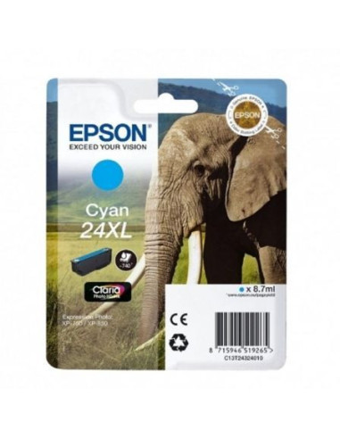 Cartucho de tinta original epson nº24 xl alta capacidad/ cian