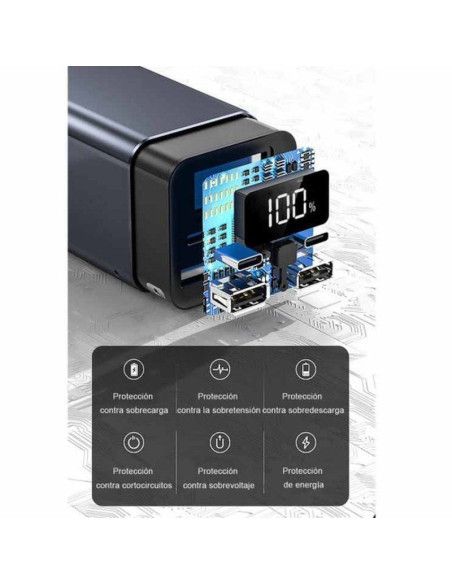 Batería externa/powerbank leotec powerbank 20000mah pd/ 65w/ compatible con portátiles