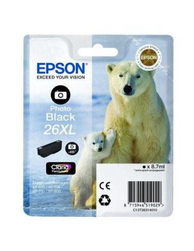 Cartucho de tinta original epson nº26 xl alta capacidad/ negro fotográfico