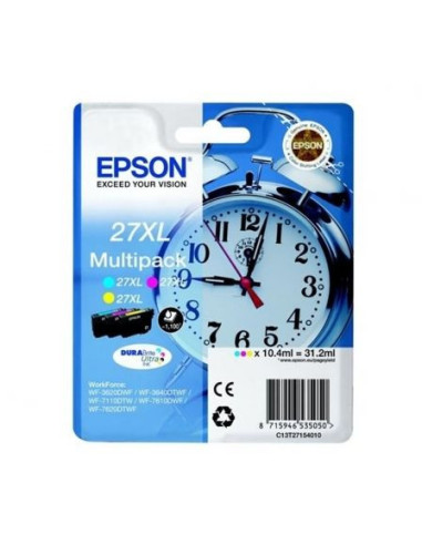 Cartucho de tinta original epson nº27 xl alta capacidad multipack/ cian/ amarillo/ magenta