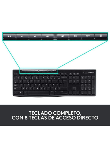 Teclado y ratón inalámbricos logitech wireless combo mk270