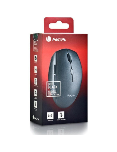 Ratón inalámbrico ngs bee black/ hasta 1600 dpi
