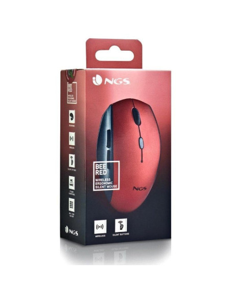 Ratón inalámbrico ngs bee red/ hasta 1600 dpi/ rojo