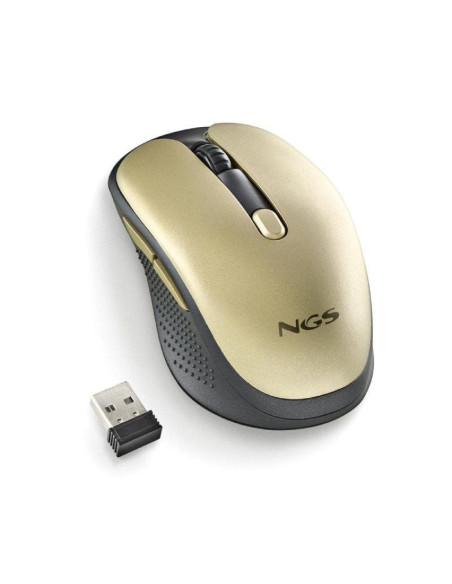 Ratón inalámbrico ngs evo rust/ batería recargable/ hasta 1600 dpi/ dorado