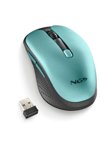 Ratón inalámbrico ngs evo rust/ batería recargable/ hasta 1600 dpi/ verde agua