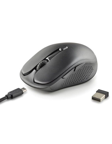 Ratón inalámbrico ngs evo spook silencioso/ batería recargable/ hasta 1600 dpi/ negro