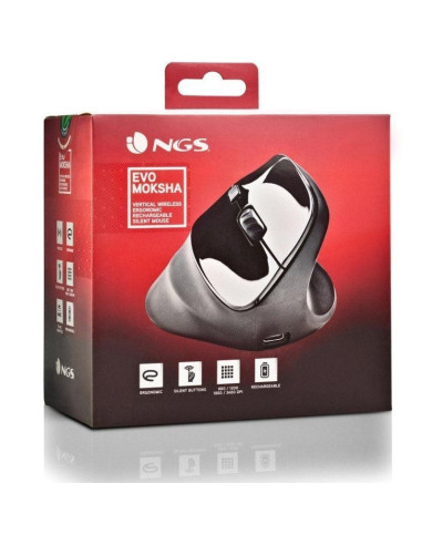 Ratón ergonómico inalámbrico ngs evo moksha/ batería recargable/ hasta 2400 dpi