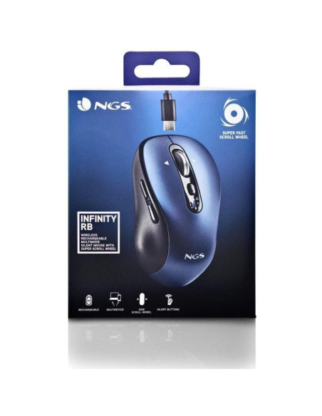 Ratón inalámbrico por bluetooth ngs infinity-rb/ batería recargable/ hasta 3200 dpi/ azul