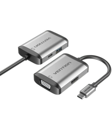 Conversor vention tfahb/ 1xusb/ 1xhdmi/ 1xvga/ 1xusb tipo-c pd/ gris