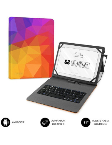 Funda con teclado subblim keytab usb 11' triángulos usb para tablets de 11'