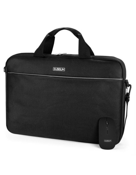 Maletín + ratón inalámbrico subblim select pack para portátiles hasta 15.6'/ cinta para trolley/ negro