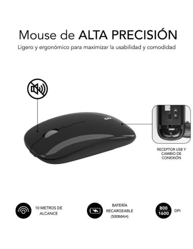 Teclado y ratón inalámbrico subblim combo dual prestige extendido/ gris y negro