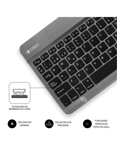 Teclado compacto inalámbrico por bluetooth subblim smart/ gris