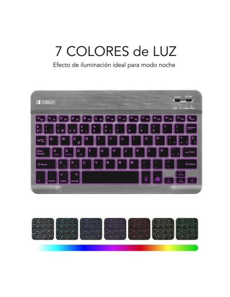 Teclado compacto inalámbrico por bluetooth subblim smart backlit/ gris