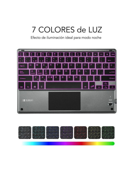 Teclado compacto inalámbrico por bluetooth subblim touchpad smart blacklit/ gris