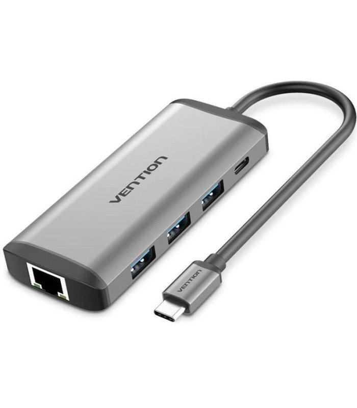 Docking usb tipo-c vention cndhb/ 1xhdmi 4k/ 3xusb/ 1xusb tipo-c pd/ 1xrj45/ 1xlector tarjetas/ gris