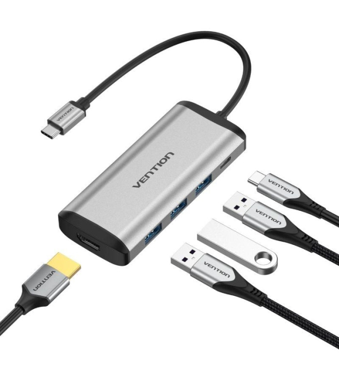 Docking usb tipo-c vention cnbhb/ 1xhdmi 4k/ 3xusb/ 1xusb tipo-c pd/ gris