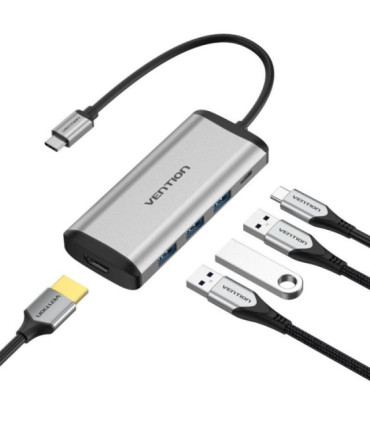 Docking usb tipo-c vention cnbhb/ 1xhdmi 4k/ 3xusb/ 1xusb tipo-c pd/ gris