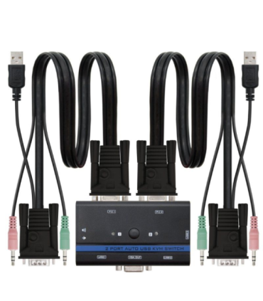 Kvm switch nanocable 10.12.0001/ pc - cpu: 2 vga + 2 usb + 4 jack 3.5 / consola: 2 usb + vga + 2 jack 2.5/ 1.4m