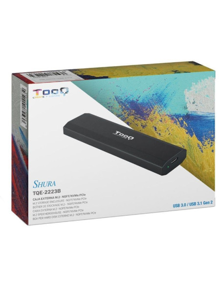 Caja externa para disco ssd m.2 nvme tooq tqe-2223b/ usb 3.2/ sin tornillos