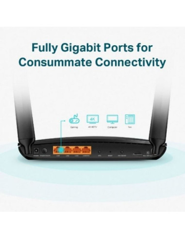 Router inalámbrico 4g tp-link archer mr600 1200mbps 2.4ghz 5ghz/ 2 antenas/ wifi 802.11a/n/ac - b/g/n