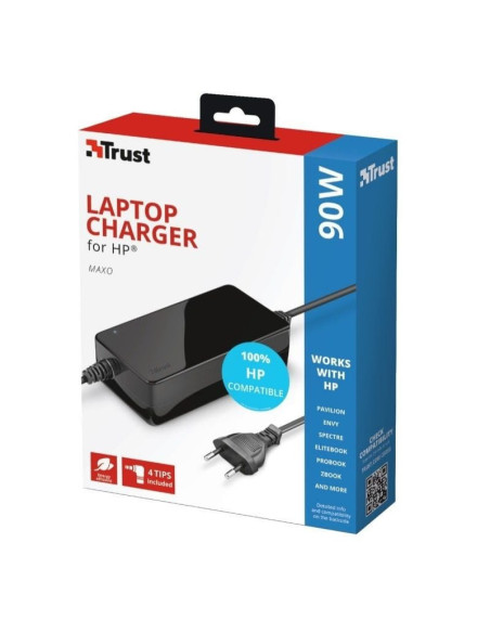 Cargador de portátil trust maxo para hp/ 90w/ automático/ 4 conectores/ voltaje 18-20v