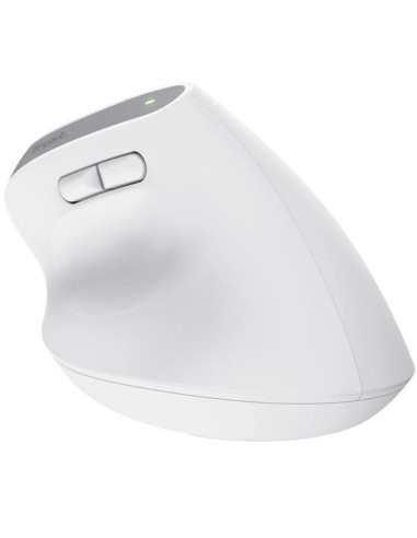 Ratón ergonómico inalámbrico por bluetooth trust bayo+/ batería recargable/ hasta 2400 dpi/ blanco