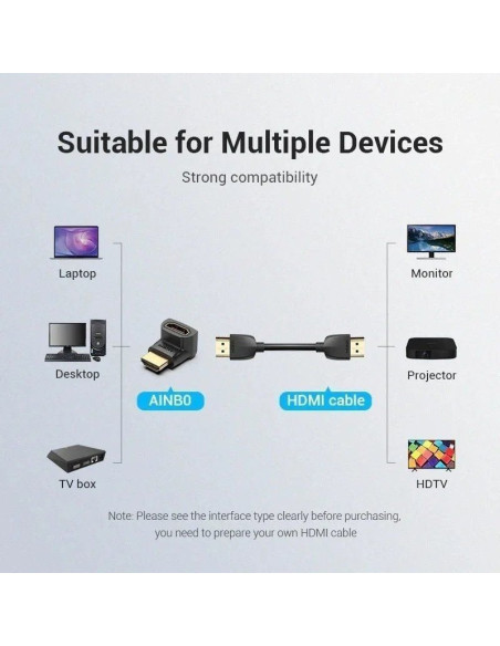 Adaptador hdmi 4k 270º vention ainb0/ hdmi macho - hdmi hembra/ pack 2 uds