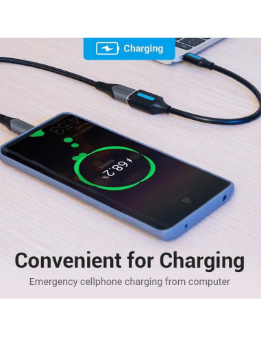 Adaptador usb 3.1 tipo-c vention ccvbb/ usb tipo-c macho - usb hembra