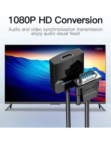 Cable conversor vention acnbf/ vga macho - hdmi hembra/ 1m/ negro