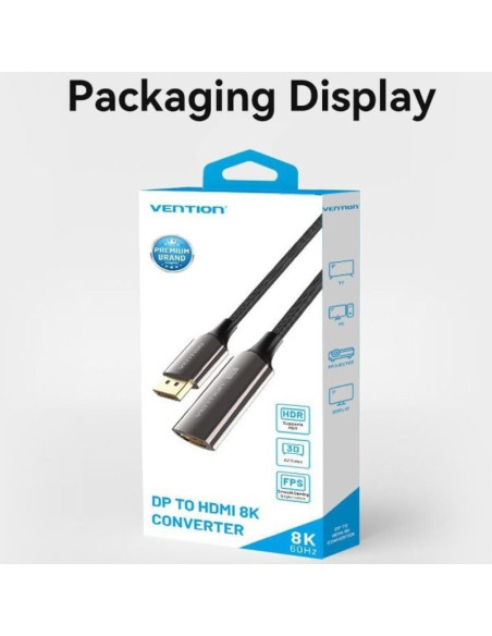 Cable conversor vention hfnbc/ displayport macho - hdmi hembra/ 25cm/ negro