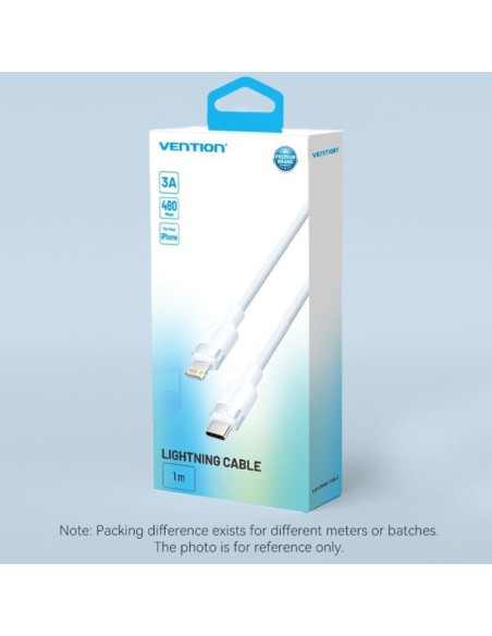 Cable usb tipo-c lightning vention lalsh/ usb tipo-c macho - lightning macho/ 27w/ 480mbps/ 2m/ azul