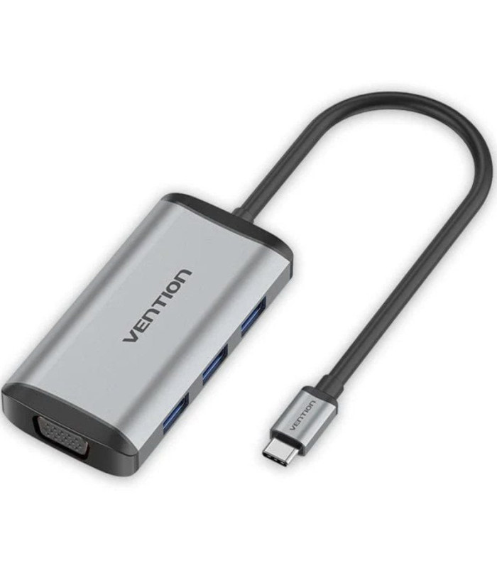Docking usb tipo-c vention tgshb/ 3xusb/ 1xhdmi 4k/ 1xvga/ 1xusb tipo-c pd/ gris