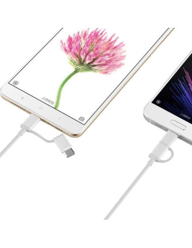 Cable usb 2.0 xiaomi sjv4083ty/ usb macho - micro usb macho/ usb tipo-c macho/ 30cm/ blanco
