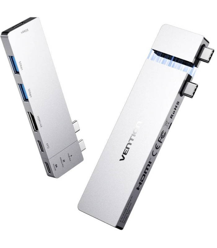 Docking usb tipo-c vention thzh0/ 1xhdmi 4k/ 2xusb/ 2xusb tipo-c/ 1xthunderbolt/ 1xusb tipo-c pd/ gris