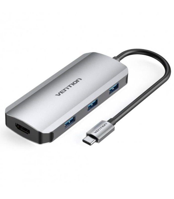 Docking usb tipo-c vention tofhb/ 1xhdmi/ 3xusb/ 1xusb tipo-c/ 1xusb tipo-c pd/ gris