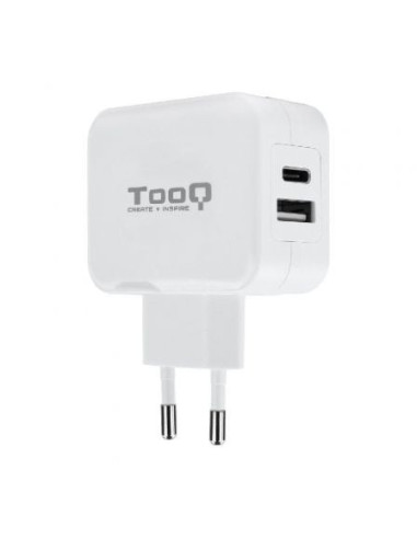 Cargador de pared tooq tqwc-2sc02wt/ 1xusb tipo-c/ 1x usb/ 27w