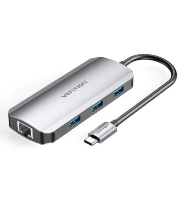 Docking usb tipo-c vention tohhb/ 1xhdmi 4k/ 3xusb/ 1xrj45/ 1xusb tipo-c pd/ gris