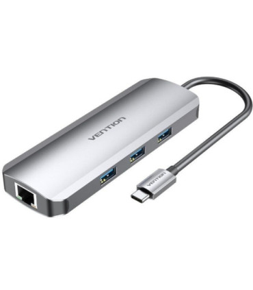 Docking usb tipo-c vention tolhb/ 1xhdmi 4k/ 3xusb/ 1xusb tipo-c pd/ 1xrj45/ 1xlector tarjetas sd/ 1x microsd/ jack 3.5/ gris
