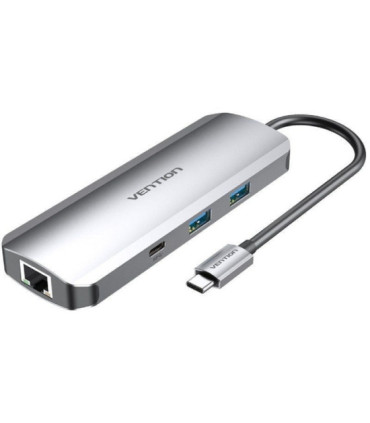 Docking usb tipo-c vention tomhb/ 1xhdmi 4k/ 2xusb/ 1xusb tipo-c/ 1xusb tipo-c pd/ 1xrj45/ 1xlector tarjetas sd y microsd/ jack
