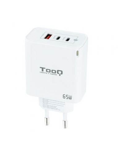 Cargador de pared tooq tqwc-ganqc2pd65wt/ 2xusb tipo-c/ 1xusb/ 65w