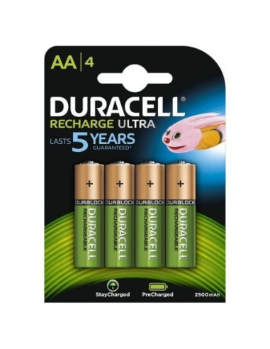 Pack de 4 pilas aa duracell hr06-p/ 1.2v/ recargables