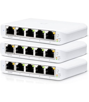 Switch gestionable ubiquiti usw-flex mini 5 puertos/ rj45 10/100/1000 poe/ pack 3 uds