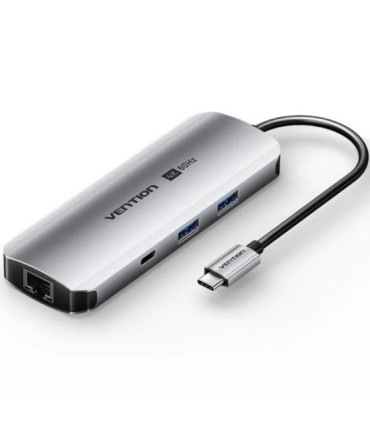 Docking usb tipo-c vention tqmhb/ 1xhdmi 4k/ 2xusb/ 1xusb tipo-c/ 1xjack 3.5mm / 1xrj45/ 1xusb tipo-c pd/ 1xlector tarjetas/
